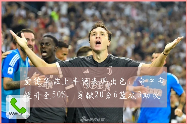 爱德华兹上半场表现出色，命中率提升至50%，贡献20分6篮板3助攻